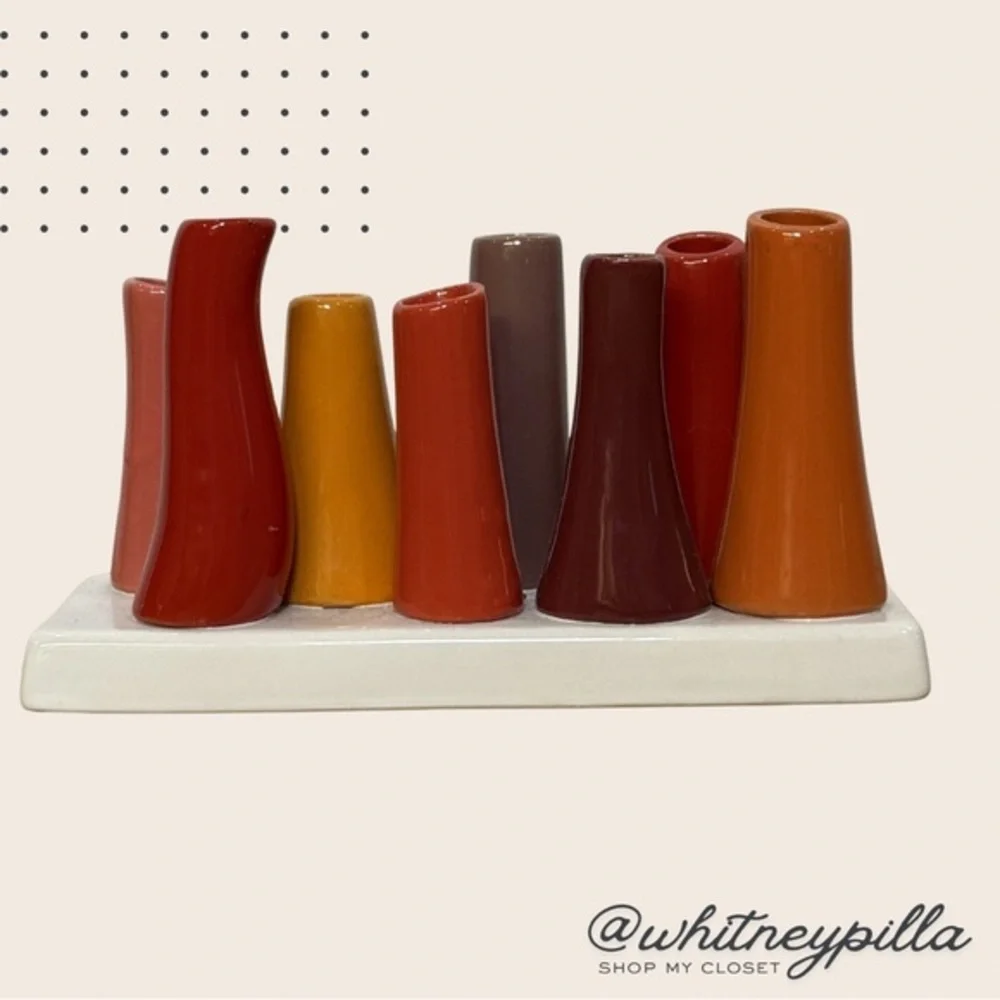 Chive MCM style Bud Vase Cluster Ceramic Flower Holder Orange, Red, Mustard